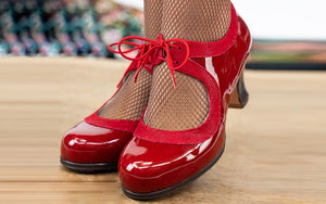 Zapato de baile flamenco profesional charol rojo