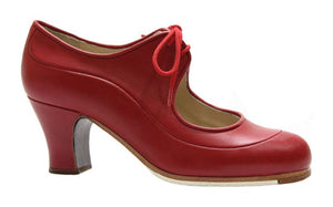 Chaussure de danse flamenco professionnelle en cuir rouge