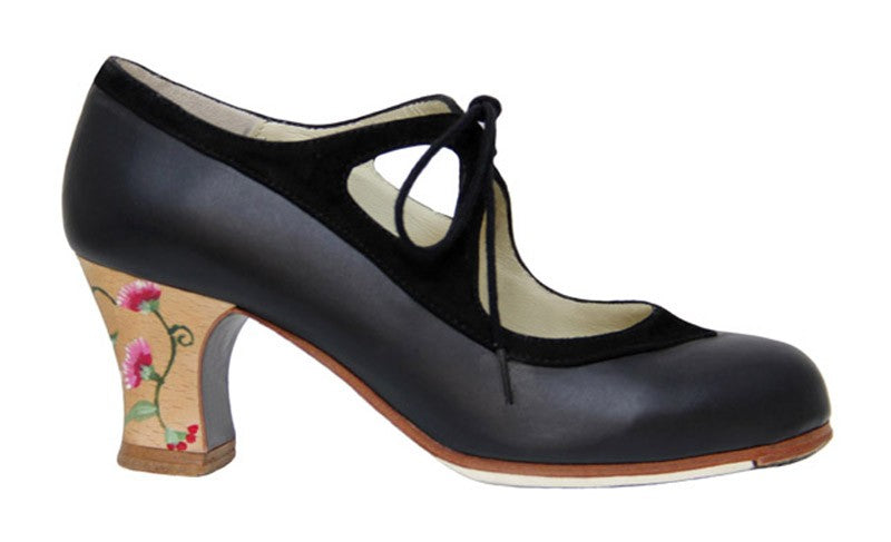 Professional Flamenco Dance Shoe Combined Leather and Black Suede