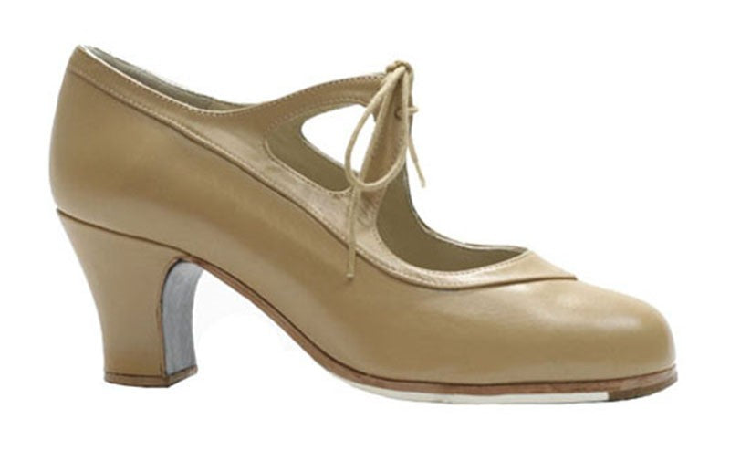 Professional Flamenco Dance Shoe Beige Leather