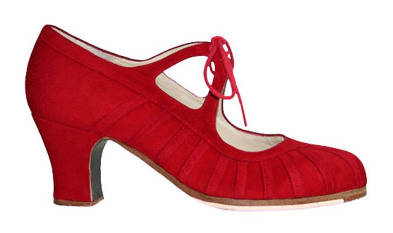 Chaussure de danse flamenco professionnelle en daim rouge