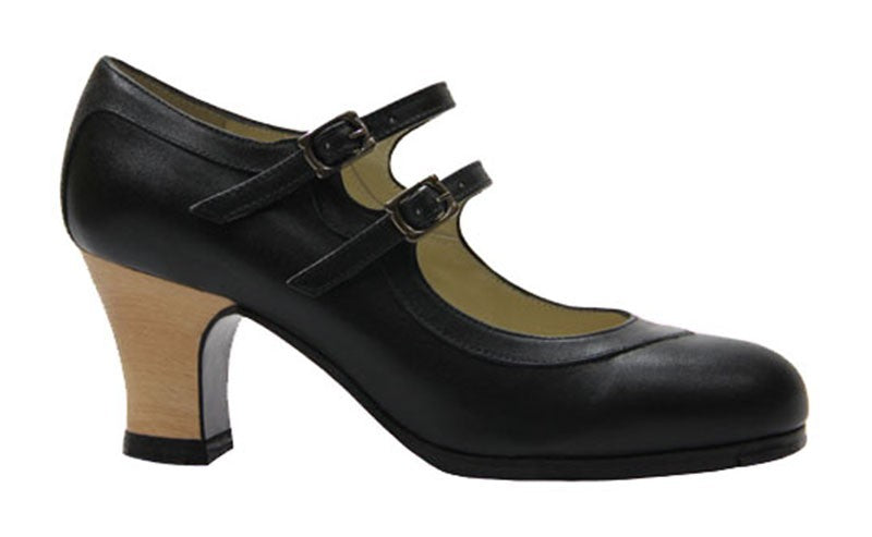 Chaussure de danse flamenco professionnelle en cuir noir