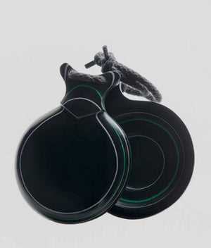 Castagnettes noires et vertes veinées, double boîte