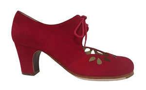 Chaussure de danse flamenco professionnelle en daim rouge