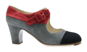 Chaussure de danse flamenco professionnelle en daim tricolore