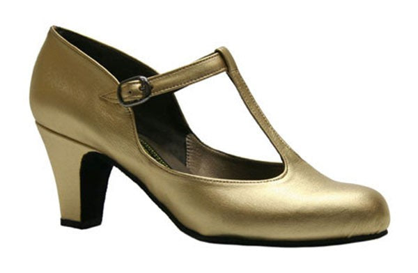 Closed Ballroom Dance Shoe in Gold Leather