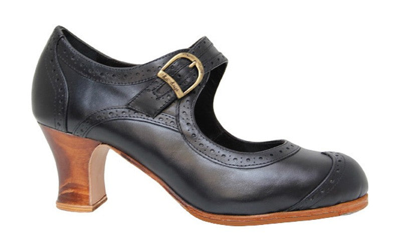 Chaussure de danse flamenco professionnelle en cuir noir