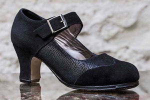 Professional Flamenco Dance Shoe Combined Suede and Black Fantasy