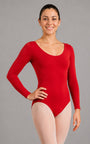 maillot rouge à manches longues pour femmes