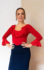 Top flamenco rojo volantes encajes