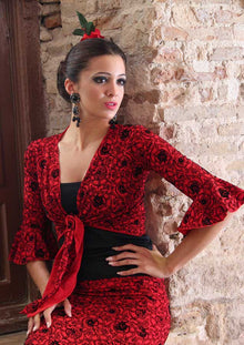 Red flamenco print cardigan