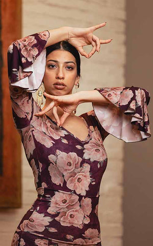 Flamenco bodysuit with a multi-colored print