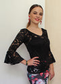 Top flamenco blonda encaje negro