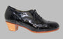 Chaussure de flamenco professionnelle, cuir verni noir, tige Vega