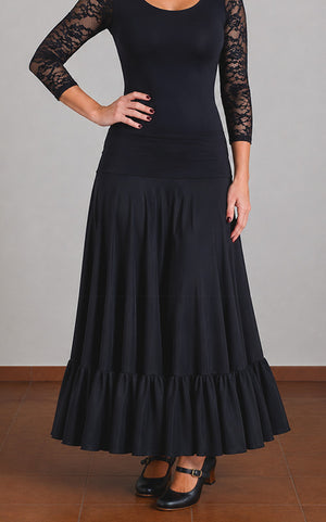 Black flamenco skirt with cape and ruffle