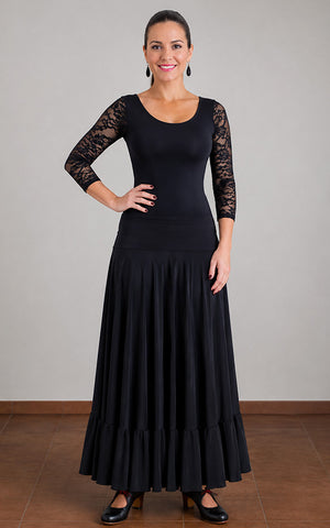 Black flamenco skirt with cape and ruffle