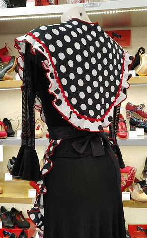 Conjunto Delantal y Mantoncillo  Flamenco Blanco y Negro