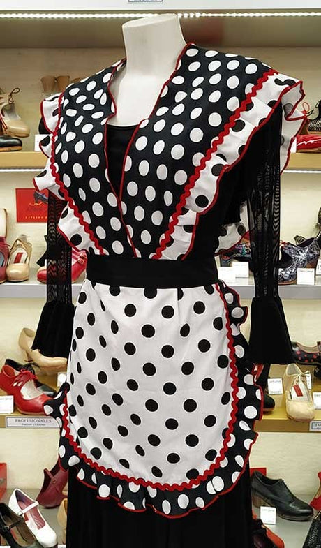 Ensemble tablier et châle flamenco noir et blanc