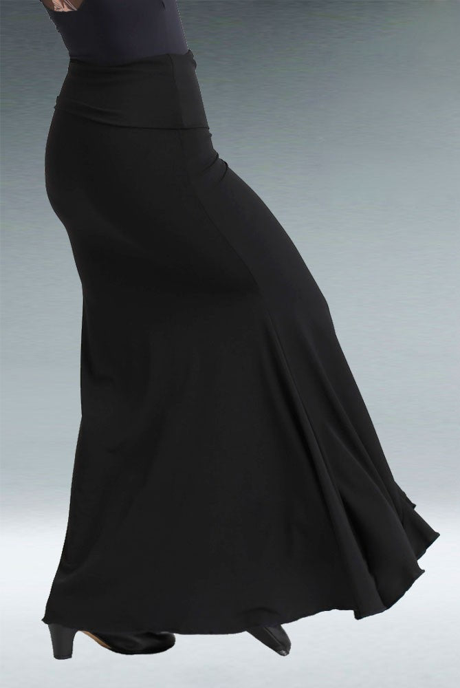 Jupe de flamenco noire ajustée à volants en diagonale