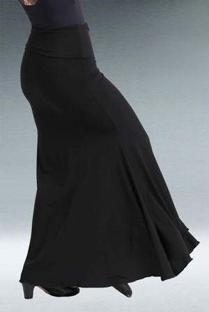 Jupe de flamenco noire ajustée à volants en diagonale