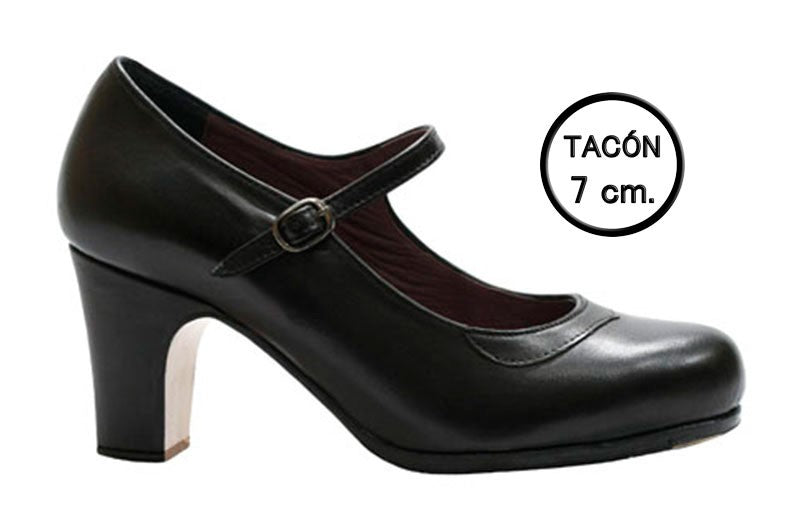 Chaussure de danse flamenco professionnelle, cuir noir