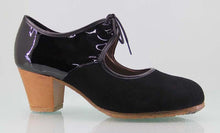 Zapato de baile flamenco profesional ante y charol negro