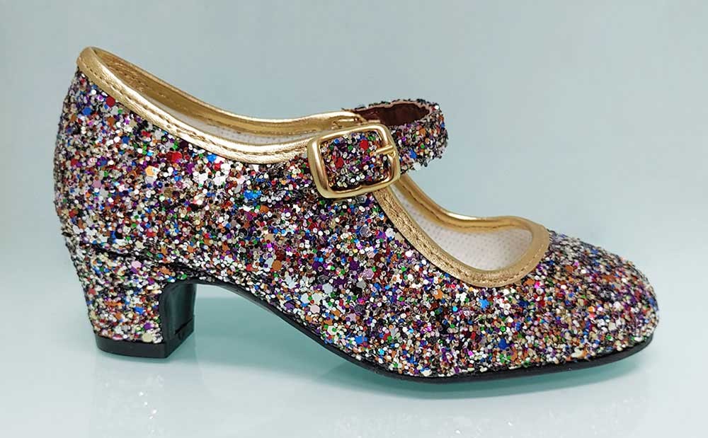 Multicolor glitter flamenco shoe – Zapatos de Baile Roberto Garrudo