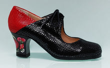 Chaussure de danse flamenco professionnelle combinée noir et rouge