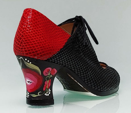 Zapato de baile flamenco profesional combinado Negro y Rojo