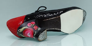 Chaussure de danse flamenco professionnelle combinée noir et rouge