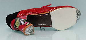 Chaussure de danse flamenco professionnelle combinée rouge et noir