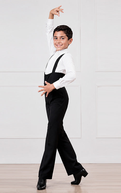 Pantalon de flamenco noir pour garçon avec bretelles élastiques