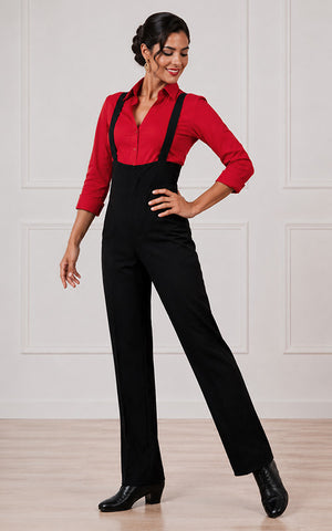 Pantalon de flamenco noir pour homme avec bretelles élastiques