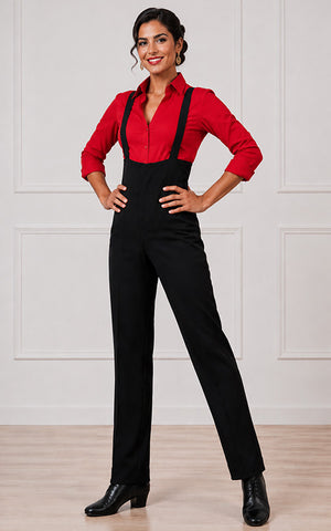 Pantalon de flamenco noir pour homme avec bretelles élastiques