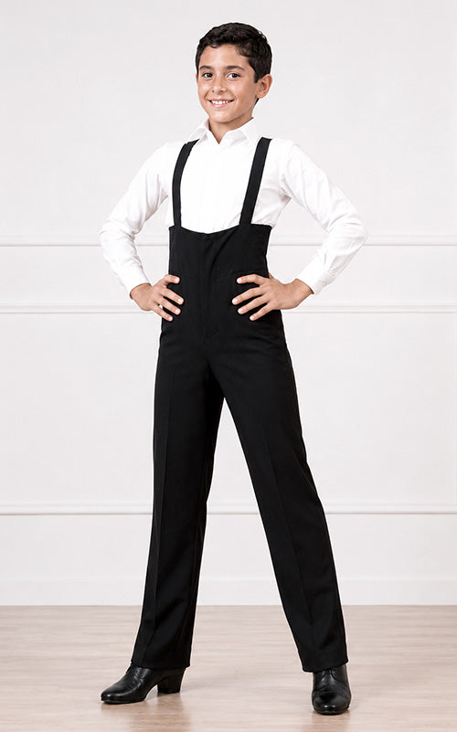 Pantalon de flamenco noir pour garçon avec bretelles élastiques