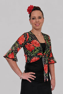 Flamenco cardigan with floral and polka dot print