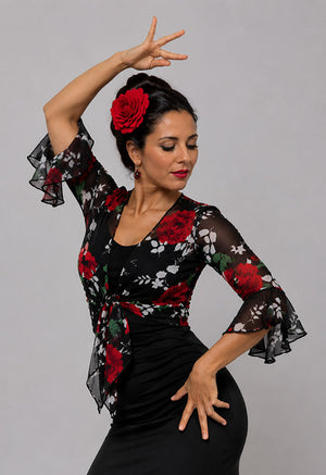 cardigan en micro-tulle à imprimé floral