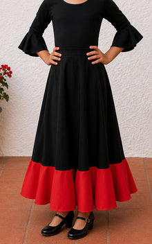 Black and red flamenco skirt for girls