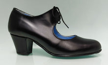 Chaussure de danse flamenco semi-professionnelle en cuir noir et talon cubain