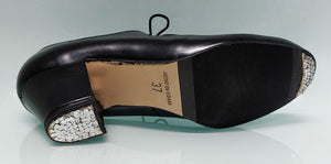 Chaussure de danse flamenco semi-professionnelle en cuir noir et talon cubain