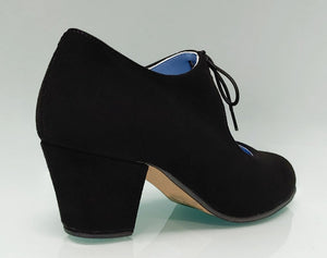 Chaussure de danse flamenco semi-professionnelle en daim noir et talon cubain