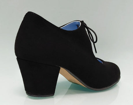 Chaussure de danse flamenco semi-professionnelle en daim noir et talon cubain