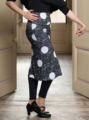 Jupe courte de flamenco noire à pois imprimés