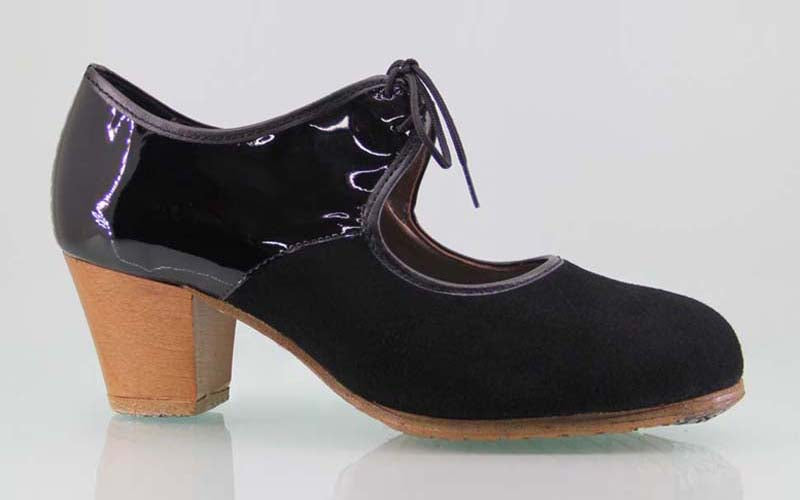Zapato de baile flamenco profesional ante y charol negro