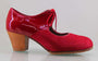 Zapato de baile flamenco profesional ante y charol rojo
