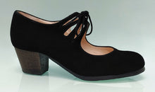 Zapato de Baile Flamenco Profesional Ante Negro Con Cordones