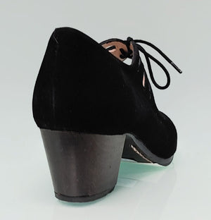 Chaussure de danse flamenco professionnelle en daim noir avec lacets