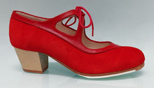 Professional Flamenco Dance Shoe in Red Leather and Suede