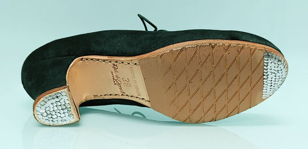 Chaussure de danse flamenco professionnelle en daim vert bouteille