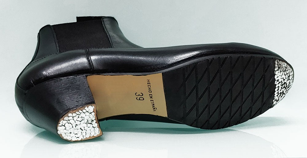 Bota Baile Flamenco  Semiprofesional Piel Negro 24/46
